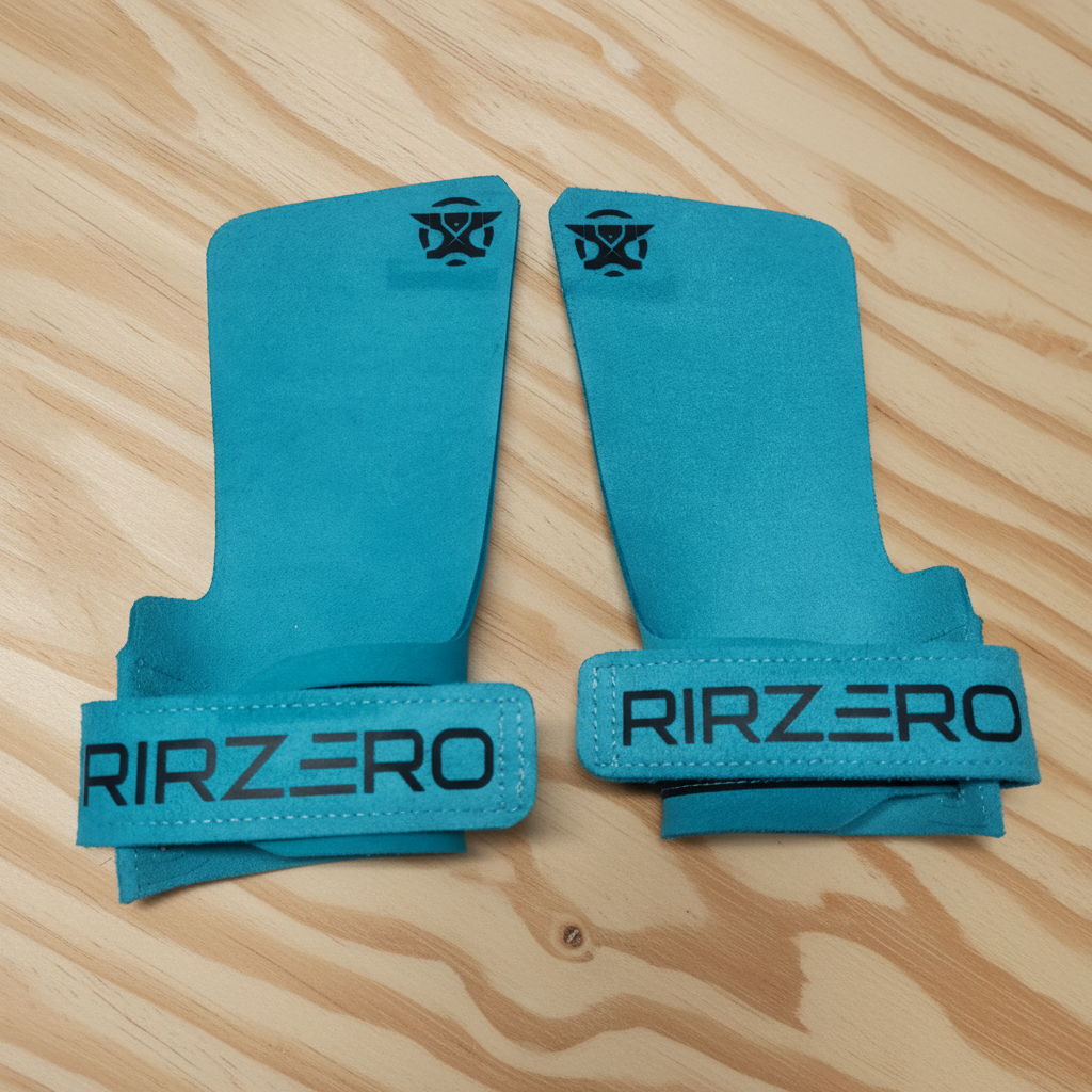 Calleras RIRZERO azul turquesa mismo ángulo con fondo de madera