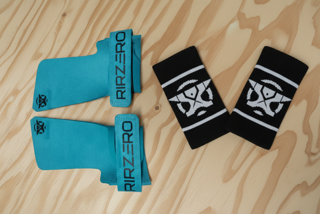 Pack azul turquesa-negras con muñequeras pequeñas