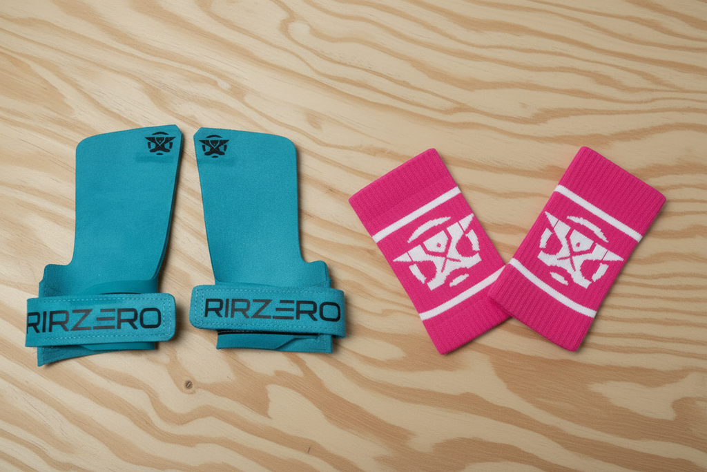 Pack azul turquesa-rosas con muñequeras pequeñas