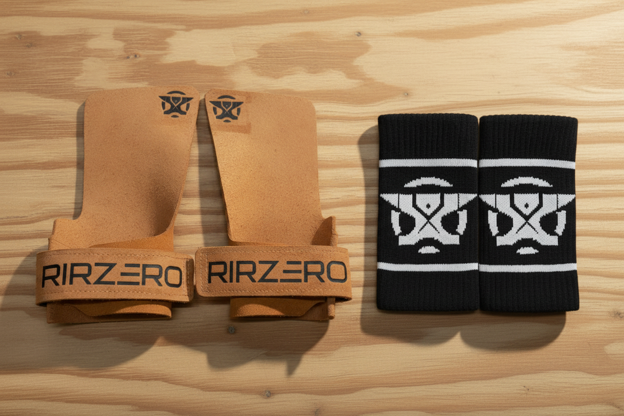 Pack calleras RIRZERO naranjas grandes y muñequeras negras pequeñas