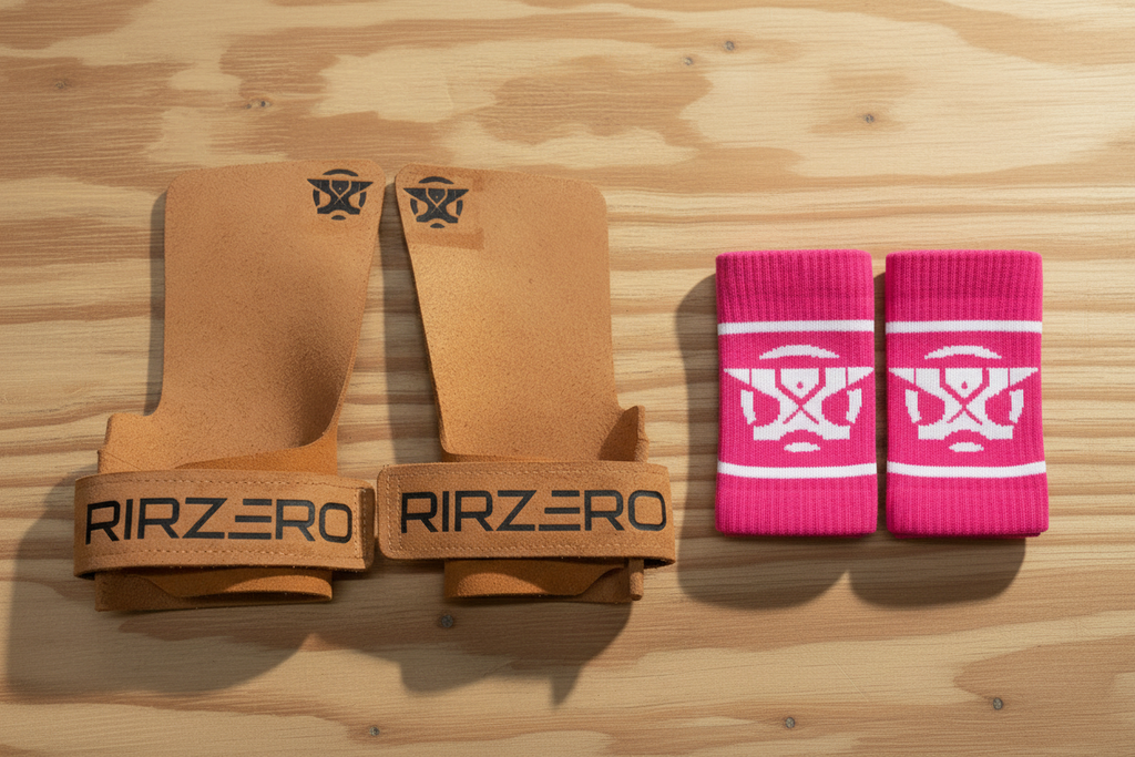 Pack calleras RIRZERO naranjas grandes y muñequeras rosas pequeñas