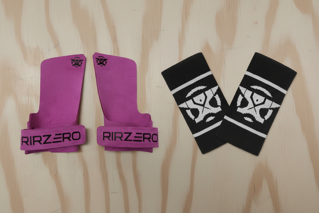 Pack calleras rosas y muñequeras negras en V cerrada RIRZERO