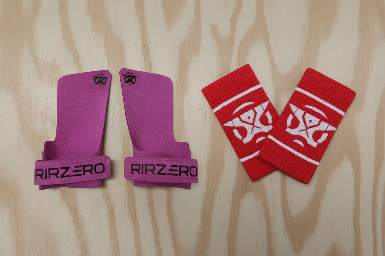 Pack calleras rosas y muñequeras rojas en V cerrada RIRZERO